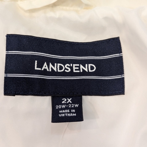 NWT Lands' End Women's Cream Puffer Jacket Real Down Feathers Plus Size 2X - Picture 4 of 9